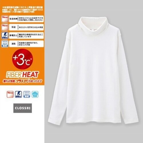 FIBER HEAT+3℃ 綿タートルネックTシャツ