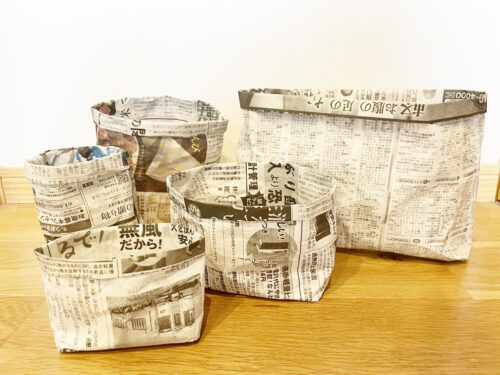 新聞紙で作る簡単で丈夫なゴミ箱（紙袋）の折り方作り方。縦長・深型も。